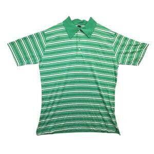 Vintage 80s The Sun Beater Deans Polo Shirt Mens XL Striped Green Hong Kong